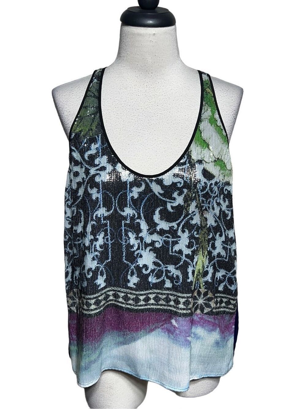 Clover Canyon Multicolor Sequin Tank Top Size Medium